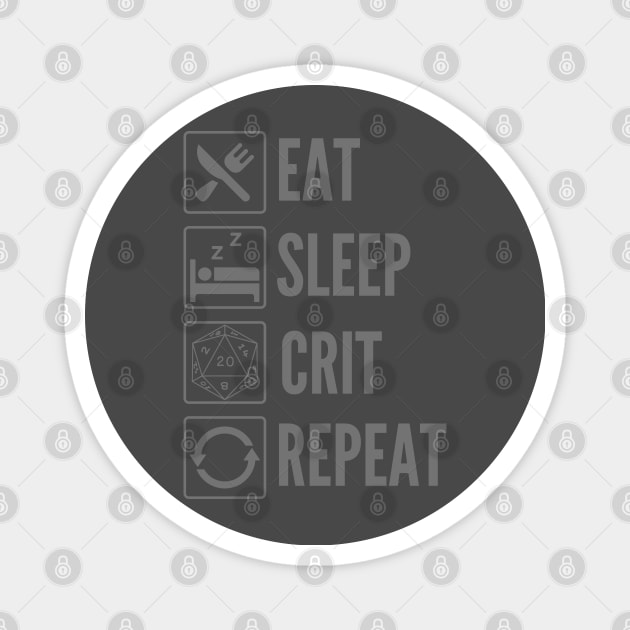 Eat, Sleep, Crit, Repeat - D&D D20 Print Magnet by DungeonDesigns